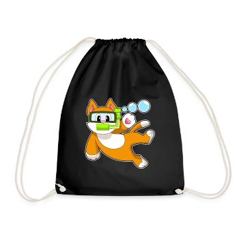 Katze Taucher Schnorchel Tauchen - Turnbeutel - Schwarz - Vorne