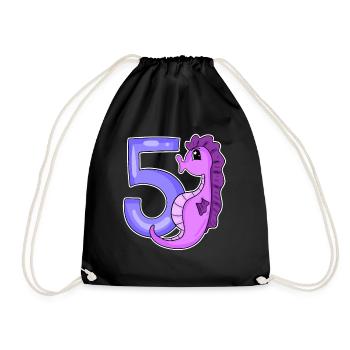5e anniversaire Motif Seahorse - Cinq ans - Sac de sport léger - noir - Devant