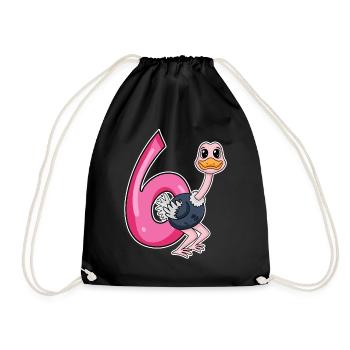 6th birthday motif bouquet - six years old - Drawstring Bag - black - Front