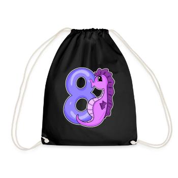 8e anniversaire Motif Seahorse - huit ans - Sac de sport léger - noir - Devant