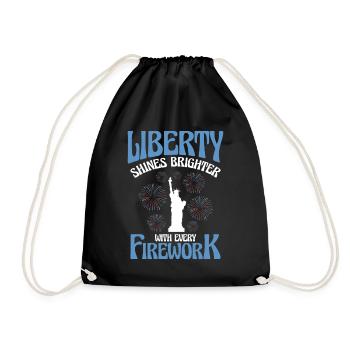 USA Independence Patriotic American Flag Fireworks - Drawstring Bag - black - Front