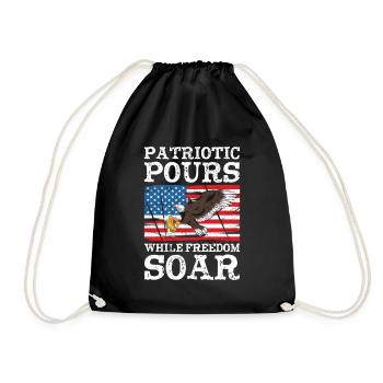 USA Independence Beer Drinking Freedom - Drawstring Bag - black - Front
