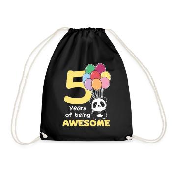 Panda for 5th birthday children five years old - Drawstring Bag - black - Front