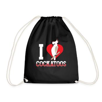 I love cockatoos bird cockatoo animal lover - Drawstring Bag - black - Front