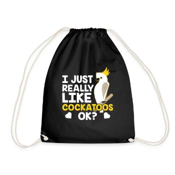 I just like cockatoos very much cockatoo bird animal - Drawstring Bag - black - Front