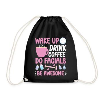 Cute Esthetician Skincare - Drawstring Bag - black - Front