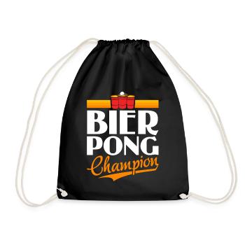 Bier Pong Champion - Bierpong Saufen Bier Pong - Turnbeutel - Schwarz - Vorne