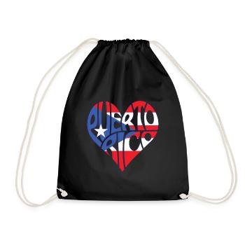 Love Puerto Rico Flag Heart Boricua - Drawstring Bag - black - Front