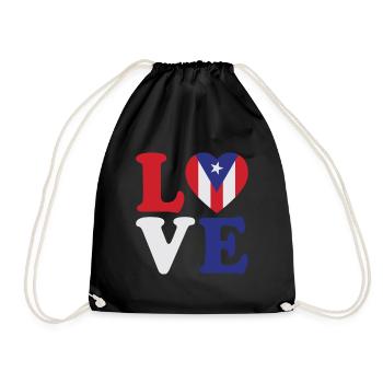Love Puerto Rico Flag Heart Boricua - Drawstring Bag - black - Front