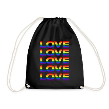 Pride LGBT LGBTQ Rainbow Flag Love CSD Gift - Drawstring Bag - black - Front