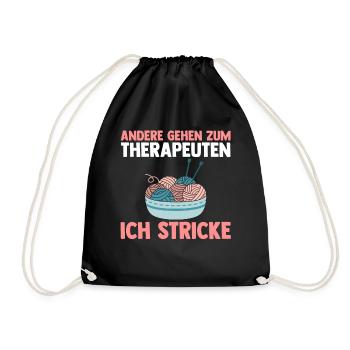 Häkeln Nähen Stricken - Turnbeutel - Schwarz - Vorne