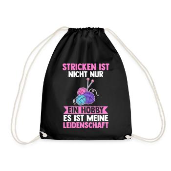 Häkeln Nähen Stricken - Turnbeutel - Schwarz - Vorne
