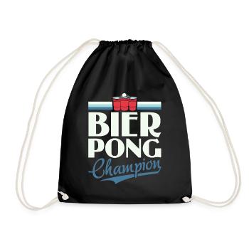 Bier Pong Champion - Bierpong Saufen Bier Pong - Turnbeutel - Schwarz - Vorne