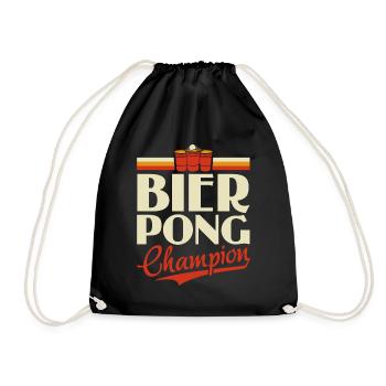 Bier Pong Champion - Bierpong Saufen Bier Pong - Turnbeutel - Schwarz - Vorne