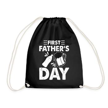 First Father's Day - Beer And Baby Bottle First Fa - Turnbeutel - Schwarz - Vorne