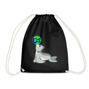Seehund Erdkugel - Turnbeutel - Schwarz - Vorne
