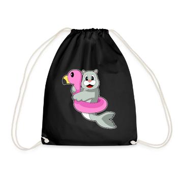 Seehund Schwimmen Schwimmring Sommer - Turnbeutel - Schwarz - Vorne