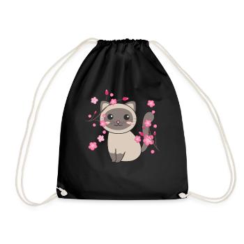 Chat animaux mignons pour enfants kawaii - Sac de sport léger - noir - Devant