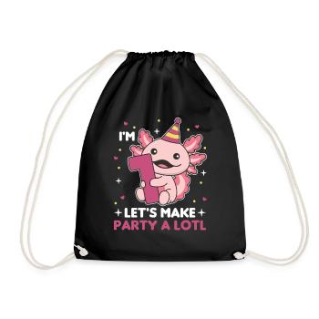 1st birthday axolotl one year old cute axolotls - Drawstring Bag - black - Front