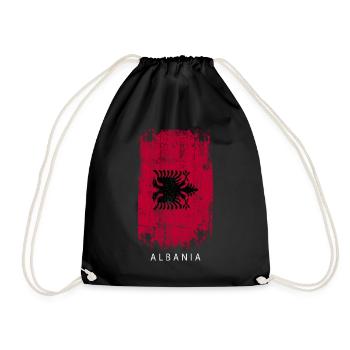 Souvenir with the country flag of Albania - Drawstring Bag - black - Front