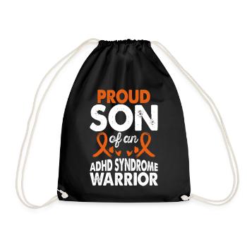 Son of ADHD syndrome Warrior Awareness Orange - Drawstring Bag - black - Front