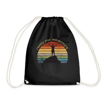 Prêt pour l'aventure - inspirant voyage motivation - Sac de sport léger - noir - Devant