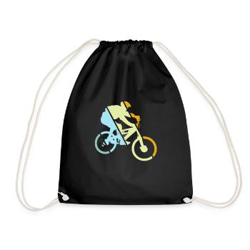 Mountain Bike Retro - Drawstring Bag - black - Front