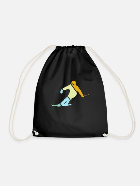 Ski Retro - Drawstring Bag - black