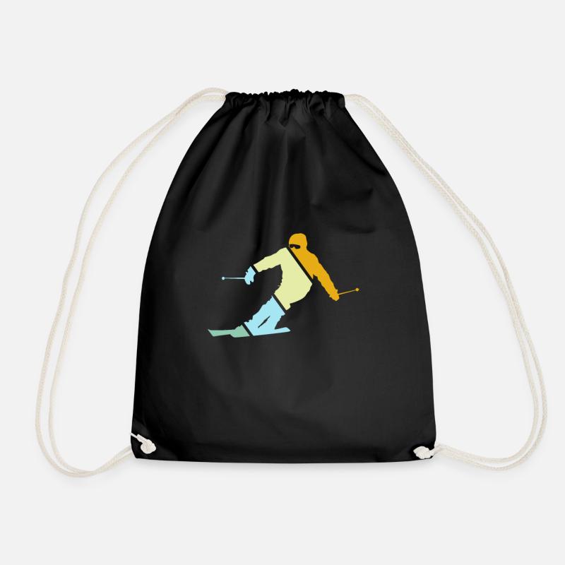 Ski Retro - Drawstring Bag - black
