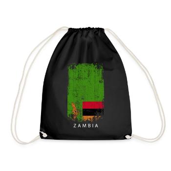 Souvenir with the country flag of Zambia - Drawstring Bag - black - Front