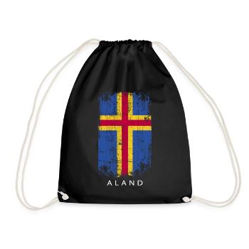 Souvenir Mit Der Landflagge Von Aland - Turnbeutel - Schwarz - Vorne
