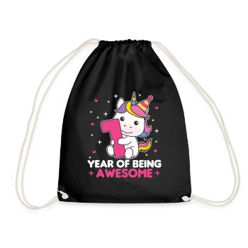 Unicorn for 1st birthday for children one year old - Drawstring Bag - black - Front