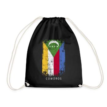 Souvenir with the country flag of Comoros - Drawstring Bag - black - Front