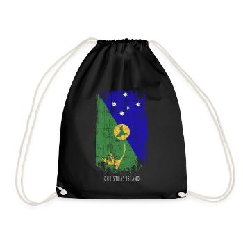 Souvenir with the country flag of Christmas Island - Drawstring Bag - black - Front