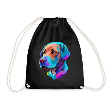 Farbenfrohe Labrador Hund Illustration Hundeliebe - Turnbeutel - Schwarz - Vorne