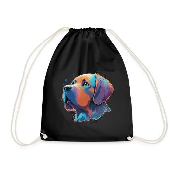Cute Cartoon Dog Labrador Puppy Artful - Drawstring Bag - black - Front