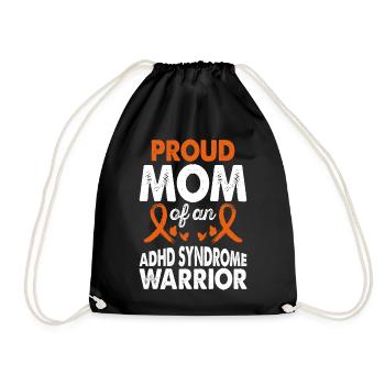 Mother of ADHD Syndrome Warrior Awareness Orange - Drawstring Bag - black - Front