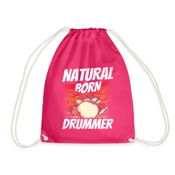 A born drummer, drummer, drummer, drum kit - Drawstring Bag - fuchsia - Front