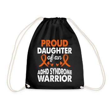 Daughter of the ADHD syndrome Warrior Awareness Orange - Drawstring Bag - black - Front