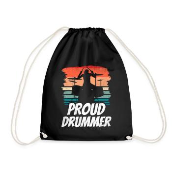 Proud drummer Playing drums Drums - Drawstring Bag - black - Front