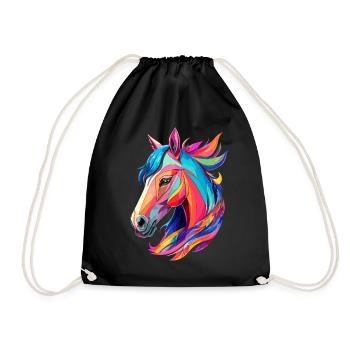 Cheval Pony Design Cheval avec des couleurs colorées - Sac de sport léger - noir - Devant