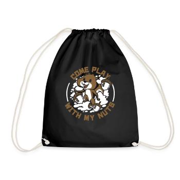 Come Play With My Nuts Grey Squirrel - Drawstring Bag - black - Front