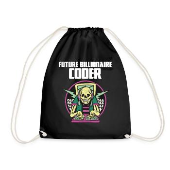 Future billionaire coder - Drawstring Bag - black - Front