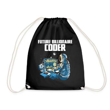 Future billionaire coder - Drawstring Bag - black - Front
