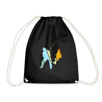 Fishing Retro - Drawstring Bag - black - Front