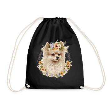 Cute Pomeranian Pom Flower Crown Pet Dog Breed Flo - Turnbeutel - Schwarz - Vorne