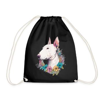 Cute Bull Terrier Flower Crown Pet Dog Breed Flora - Turnbeutel - Schwarz - Vorne