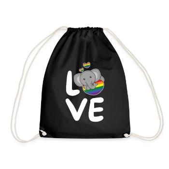 Rainbow Flag Pride LGBTQ Mignon éléphant Amour - Sac de sport léger - noir - Devant