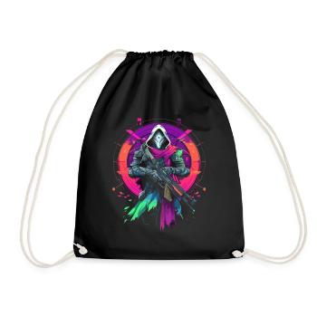 Epic Gamer Guardian in Vaporwave Synthwave Farben - Turnbeutel - Schwarz - Vorne