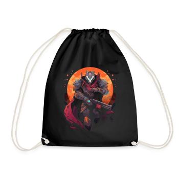 Epic Gamer Guardian with cape with moon on the - Drawstring Bag - black - Front